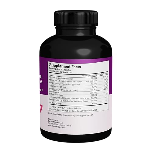 The Pink Bloom Myo & D-Chiro Inositol 40:1 Ratio – 120 Capsules | Myo Inositol Supplement for Women with Vitamin D, Ashwagandha, Folate & Zinc | Supplement for Hormone Balance & Ovarian Health The Pink Bloom buy supplements canada