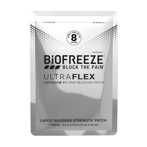 Biofreeze Ultraflex Maximum Strength 4% Lidocaine Patches, Non-Menthol, Flexible Pain Relief Patch for Lower Back, Lidocaine Patch for Neck, Knee, Shoulder, 4 Large Pain Patches Biofreeze buy supplements canada