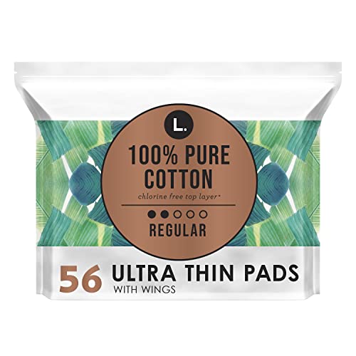 L. Pure Cotton Topsheet Pads for Women, Regular Absorbency, Ultra Thin Pads with Wings L. buy supplements canada