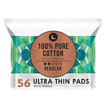 L. Pure Cotton Topsheet Pads for Women, Regular Absorbency, Ultra Thin Pads with Wings L. buy supplements canada