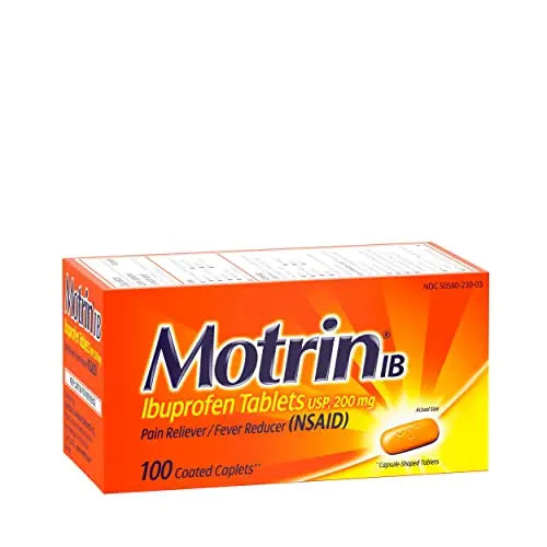 Motrin IB, Ibuprofen 200mg Tablets, Pain Reliever & Fever Reducer for Muscular Aches, Headache, Backache, Menstrual Cramps & Minor Arthritis Pain, NSAID, 100 Ct Motrin buy supplements canada