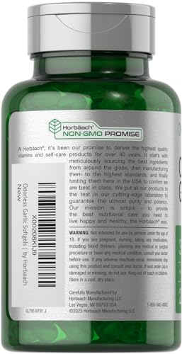 Odorless Garlic Softgels | 250 Count | Ultra Potent Garlic Extract | Non-GMO & Gluten Free Horbäach buy supplements canada