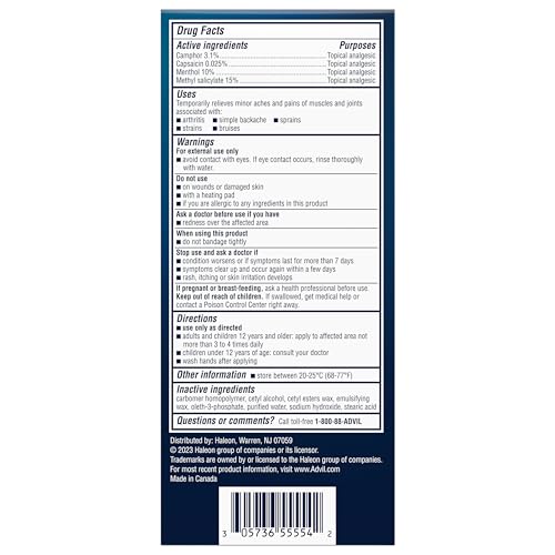 Advil Targeted Relief Pain Relieving Cream, Up to 8 Hours of Powerful Relief of Minor Arthritis Pain, Joint Pain, Lower Back Pain and Muscle Pain - 2.3 oz Advil buy supplements canada