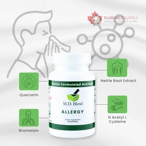 M.D. Blend Nature’s Biotic & Allergy Expert Bundle for Immune Support, Seasonal Allergy Relief, Respiratory Wellness, Quercetin and Bromelain, NAC Nettle Root Vitamins & Minerals Plant-Based Capsules M.D. Blend buy supplements canada