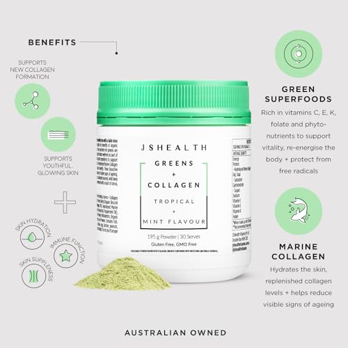 JSHealth Super Greens Powder - Greens & Collagen Powder - Superfood Powder with Marine Collagen Peptides JSHealth buy supplements canada