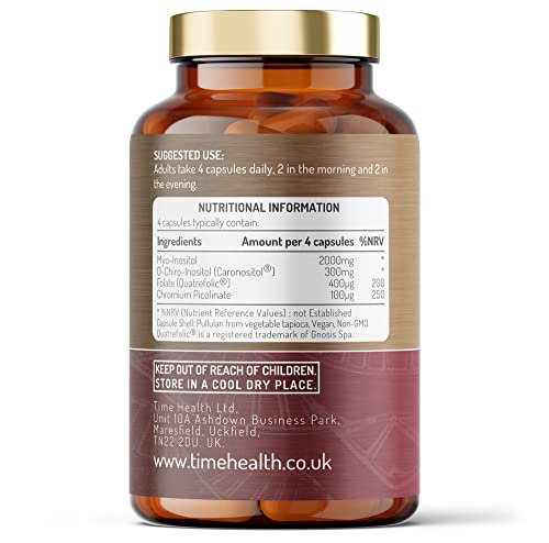 Inositol Complex | PCOS Support | 180 Capsules | Myo & D Chiro-Inositol, Folate & Chromi Time Health buy supplements canada