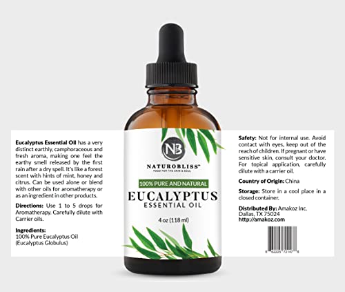 NaturoBliss 100% Pure Natural Undiluted Eucalyptus Essential Oil (4oz) Premium Therapeutic Grade NaturoBliss buy supplements canada