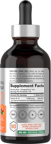 B-12 | 5000mcg | 4oz | Natural Berry Flavor Fast-Acting Sublingual Liquid Vitamin Horbäach buy supplements canada