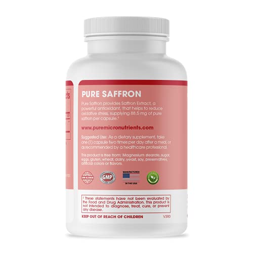 Saffron Supplements - 100% Pure Saffron Extract Capsules - Boost Energy & Mood Pure Micronutrients buy supplements canada