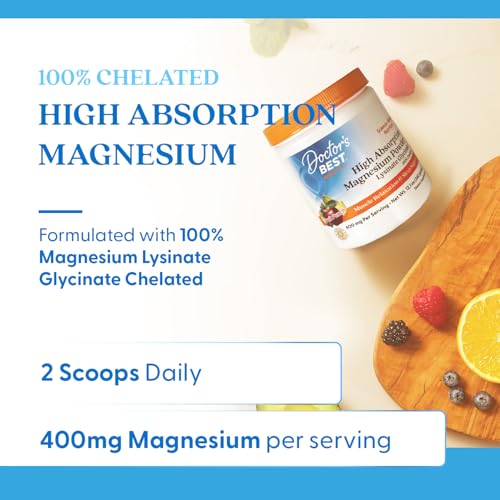 Doctors Best High Absorption Magnesium Powder Lysinate Glycinate 100% Chelated, Muscle Relaxation & Sleep Support, Gluten Free, Vegan, 100% Chelated Net Wt. 12.1 oz (340 Grams), Fruit Punch Flavor Doctor's BEST buy supplements canada