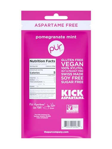PUR Gum | Aspartame Free Chewing Gum | 100% Xylitol | Natural Pomegranate PUR buy supplements canada