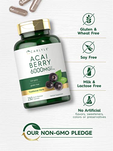 Carlyle Acai Berry Capsules 6000mg | 250 Count | Non-GMO & Gluten Free Acai Berry Carlyle buy supplements canada
