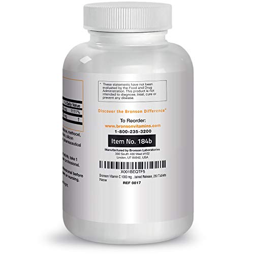Bronson Vitamin C 1000 mg with Rose Hips Sustained Release, 250 Tablets Bronson buy supplements canada