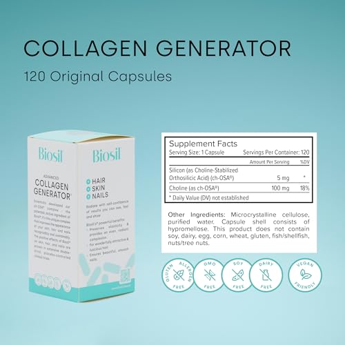 Biosil Collagen Generator - 120 Capsules - with Patented ch-OSA Complex - Generates & Protects Your Own Collagen BioSil buy supplements canada