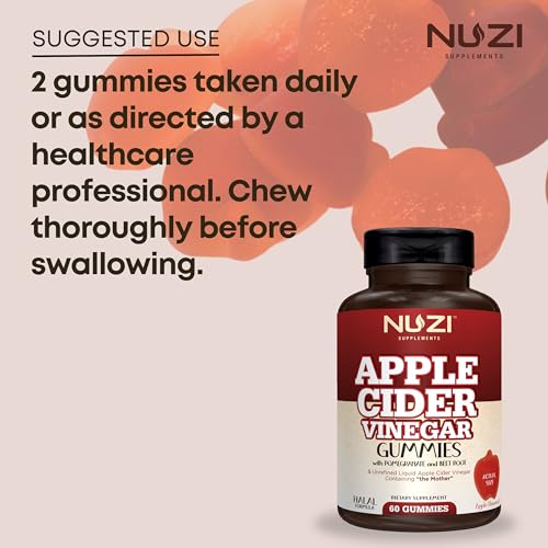 NUZI Apple Cider Vinegar Gummies with Pomegranate & Beetroot | 500 mg | Certified Halal NUZI buy supplements canada