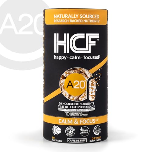 HCF A20 Microbead Brain Health Supplements for Adults for Memory, Focus, Calm, Mood, Alertness, Attention, Vision, Sleep, Immune System, 20 Premium Nootropic Nutrients Multivitamin & 7 Advances® Tech HCF buy supplements canada