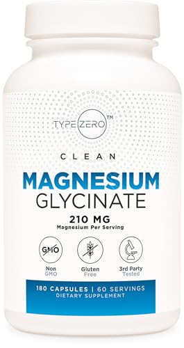 Type Zero Magnesium Glycinate (210mg | 180 Capsules) Pure, Non-GMO, Gluten Free Type Zero buy supplements canada