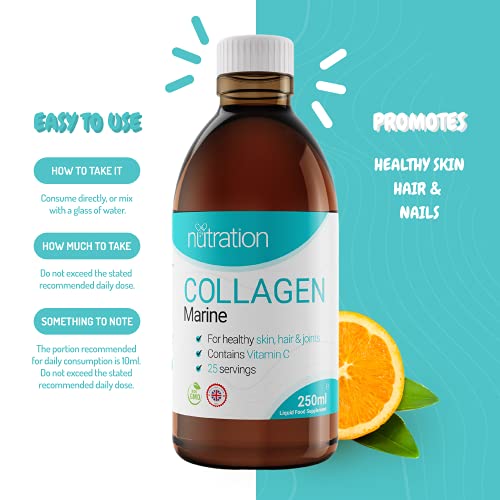Marine Collagen Liquid | 25 x 10ml Servings | Liquid Collagen Drink for Women and Men | Pure Marine Collagen for Strong Bones & Joints Nutration buy supplements canada