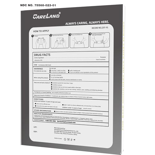 CARELAND 4% Extra Large Lidocaine Patches Maximum Strength Pain Relief Patch XL for Back & Shoulder,Back Pain Relief Products Patches & Flexible Fabric Numbs Away Pain, 6 Ct. CARELAND buy supplements canada