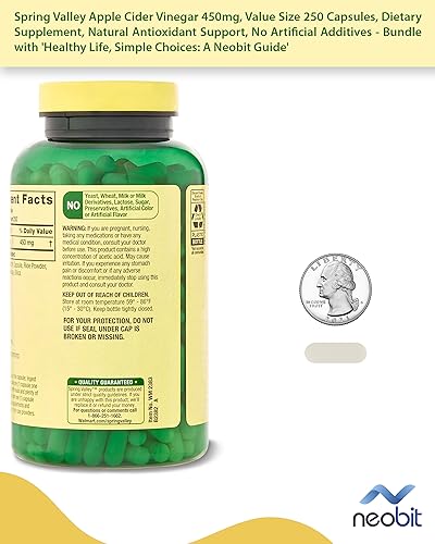 Spring Valley Apple Cider Vinegar 450mg, Value Size 250 Capsules, Dietary Supplement Neobit buy supplements canada