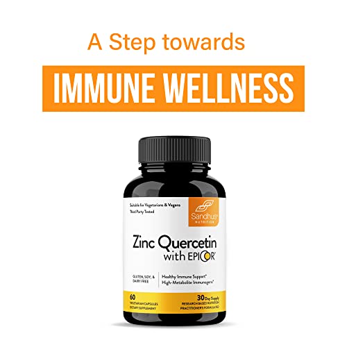 Sandhu's Zinc Quercetin with EpiCor® 60 Vegetarian Capsules - Gluten-Free Zinc Sandhu's buy supplements canada