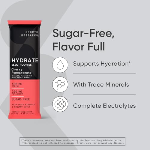 Sports Research Hydrate Electrolytes Powder Packets - Sugar-Free & Naturally Flavored Sports Research buy supplements canada