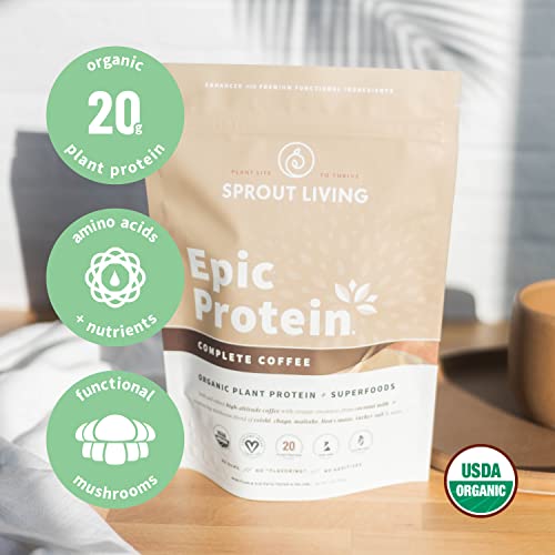 Sprout Living, Epic Protein, Plant Based Protein & Superfoods Powder, Complete Coffee Sprout Living buy supplements canada