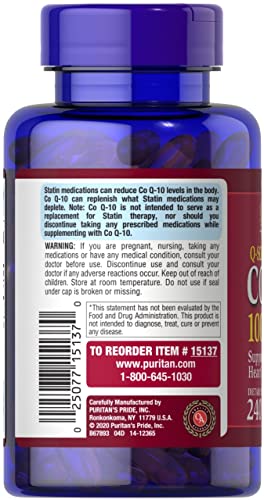 Puritan's Pride CoQ10 100mg, Supports Heart Health, 240 Rapid Release Softgels Puritan's Pride buy supplements canada