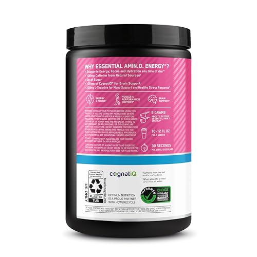 Optimum Nutrition Amino Energy Powder Plus Focus, with BCAA, Electrolytes, and Caffeine, Watermelon, 30 Servings (Packaging May Vary) Optimum Nutrition buy supplements canada