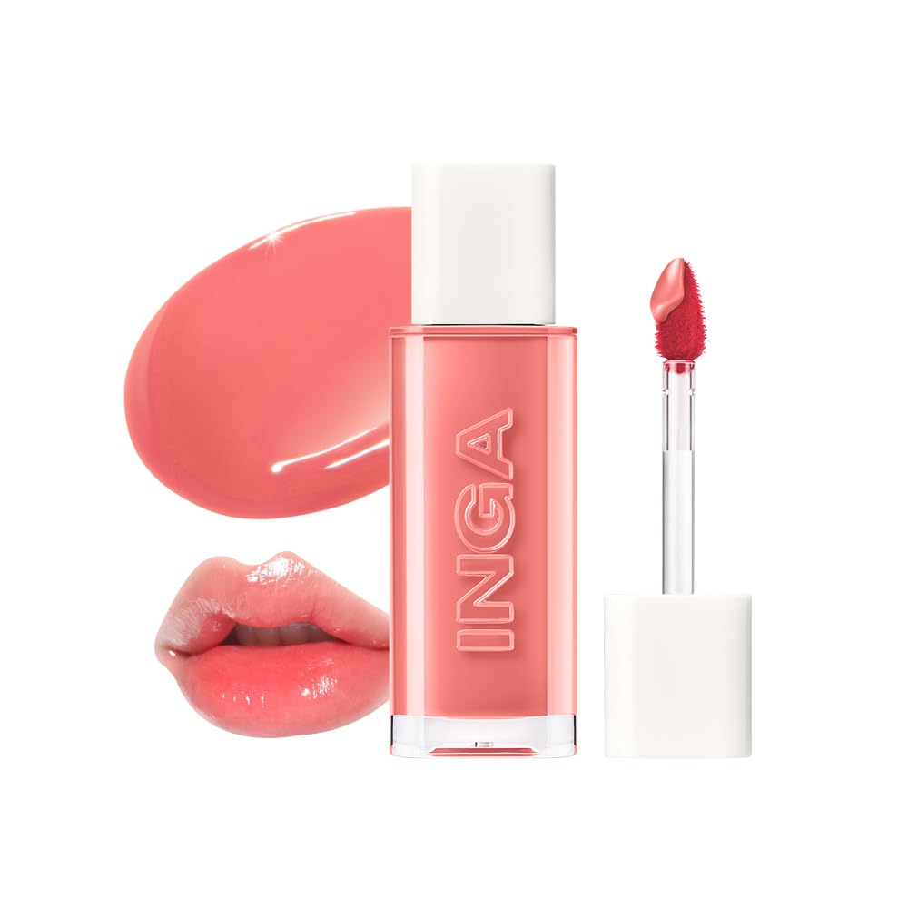 INGA Water Glow Lip Tint | Hydrating, Glossy Korean Lip Tint with Sheer Color & Glass-Like Shine | Long-Lasting, Non-Sticky Korean Lip Stain (RICH SALMON) INGA buy supplements canada