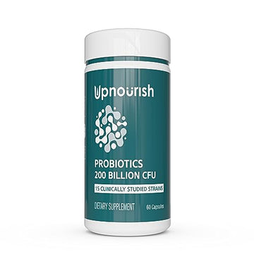 UpNourish Probiotics - 200 Billion CFUs, 15 Strains, Prebiotics & Enzymes - 60 Vegan Cap UpNourish buy supplements canada