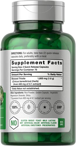 Blessed Thistle Capsules 1600 mg | 150 Count | Max Potency | Non-GMO, Gluten Free Horbäach buy supplements canada