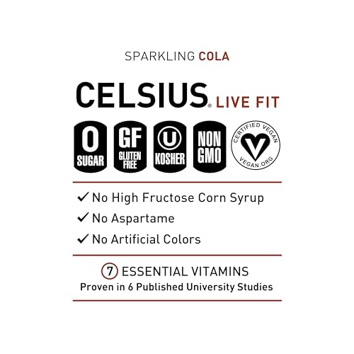CELSIUS Sparkling Cola, Functional Essential Energy Drink 12 Fl Oz (Pack of 12) CELSIUS buy supplements canada