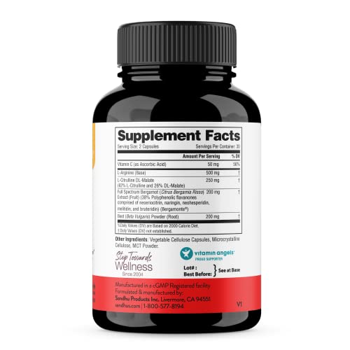 Sandhu's L-Arginine with Nitric Oxide Precursor | Made in The USA| 30 Days Supply Sandhu's buy supplements canada
