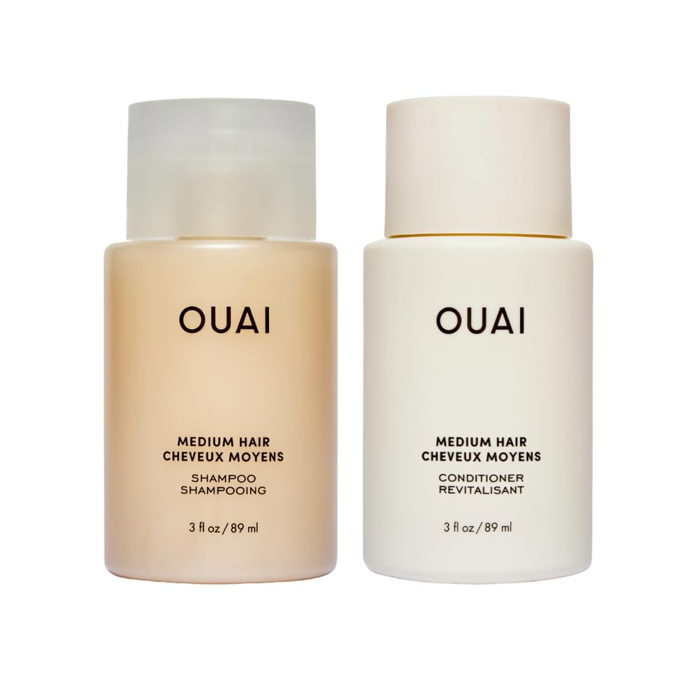OUAI Medium Hair Shampoo & Conditioner Set, Travel Size - Hydrating Shampoo & Conditioner - With Coconut Oil, Babassu, Kumquat Extract & Keratin - Sulfate, Paraben & Phthalate Free (3 Oz) OUAI buy supplements canada