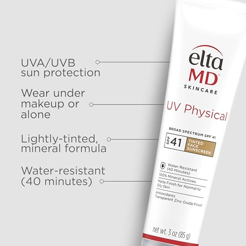 EltaMD UV Physical Tinted Mineral Sunscreen for Face SPF 41, 100% Mineral Actives Tinted Face Lotion, Water Resistant, Paraben-Free EltaMD buy supplements canada