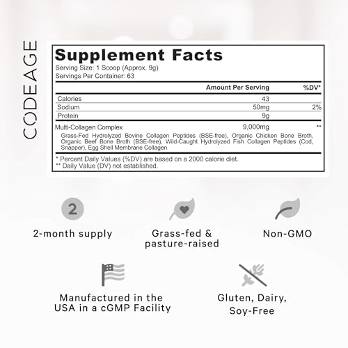 Code Age Multi-Collagen Protein Powder Hydrolyzed 20Oz All-in-One Super Bone Broth Codeage buy supplements canada