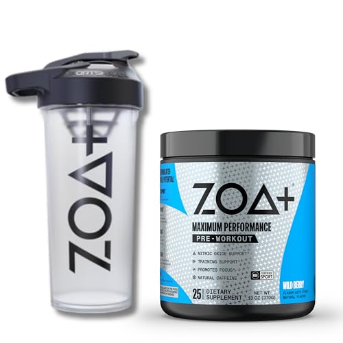 ZOA+ Pre-Workout Powder & Shaker Bottle Bundle, Wild Berry ZOA buy supplements canada