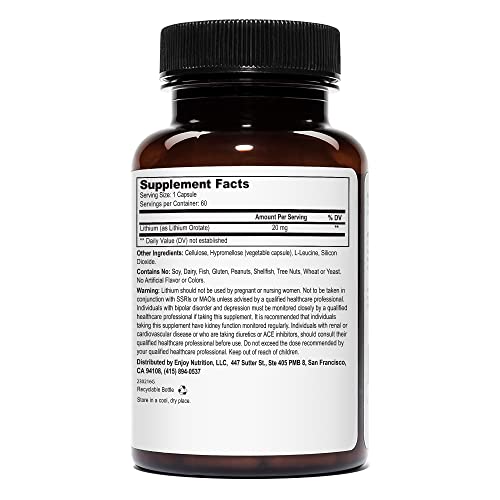 Lithium Orotate 20mg (1 Bottle), 60 Vegetarian Capsules, Lithium Supple Weyland Brain Nutrition buy supplements canada