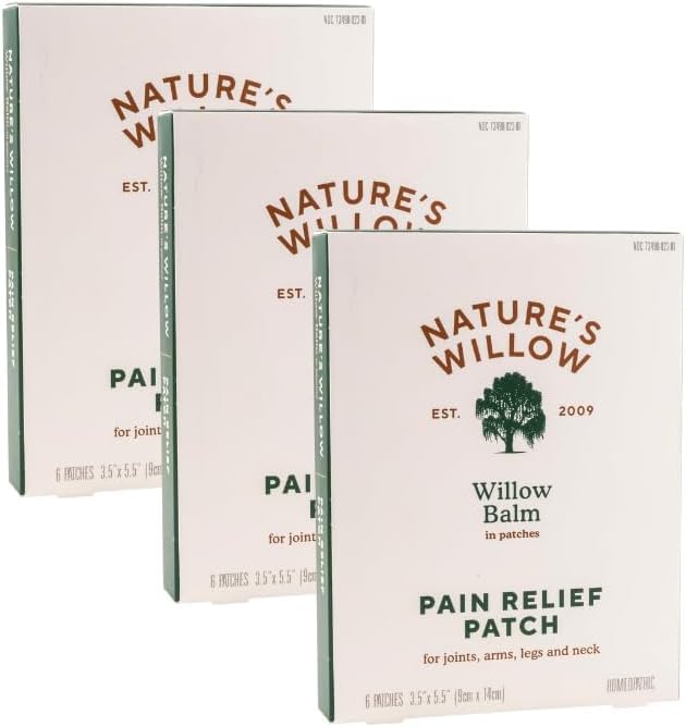 Nature's Willow Natural Pain Relief Patches for Muscles & Joints | Fast-Acting with White Willow Bark | Free from Artificial Fragrances & Dyes | 6 Patches per Pack (3-Pack) Nature's Willow buy supplements canada