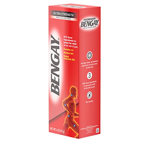 Bengay Ultra Strength Topical Pain Relief Cream, Non-Greasy Topical Analgesic for Minor Arthritis, Muscle, Joint and Back Pain, Camphor, Menthol and Methyl Salicylate, 4 OZ Bengay buy supplements canada
