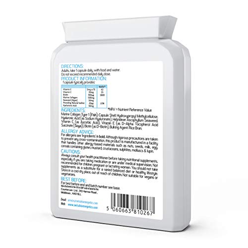 Marine Collagen & Hyaluronic Acid Complex - 60 Capsules - 500mg of Highly Bioavailable Naticol® Hydrolysed Collagen swiss bioenergetics buy supplements canada