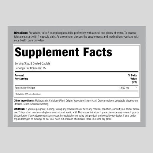 Piping Rock Apple Cider Vinegar Pills | 1600mg | 150 Caplet Capsules | High Potency Piping Rock buy supplements canada