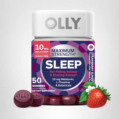 OLLY Max Strength Sleep Gummy, 10mg Melatonin, L-Theanine, Chamomile, Lemon Balm, Sugar Free, Vegetarian Sleep Aid, Strawberry - 70 Count OLLY buy supplements canada