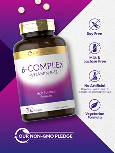 Carlyle B Complex Vitamin with B12 | 300 Tablets | High Potency Formula | Vegetarian Carlyle buy supplements canada