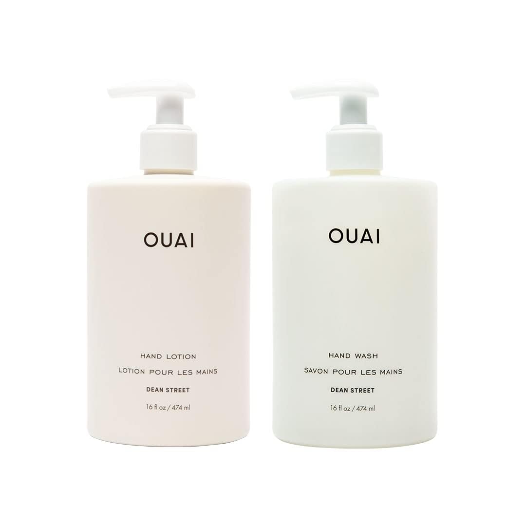 OUAI Hand Wash and Hand Lotion Set, Dean Street Scent - Moisturizes and Exfoliates with Daily Use - Made with Jojoba Esters, Avocado & Rosehip Oils (16 Fl Oz Each) OUAI buy supplements canada