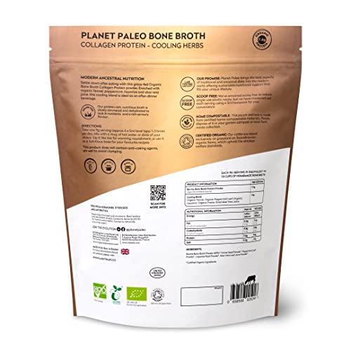 Planet Paleo Organic Bone Broth - Cooling Herbs (450g, 50 Servings) Organic, Grass Fed, High Protein Planet Paleo buy supplements canada