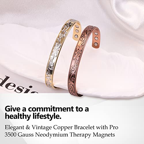Feraco Magentic Copper Bracelet for Women,Vintage Flower Copper Cuff Bracelet Feraco buy supplements canada