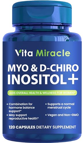 Inositol Supplement Myo-Inositol & D-Chiro Inositol 120 Capsules 2000mg 40:1 Ratio High Vita Miracle buy supplements canada