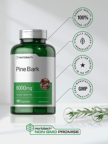 Pine Bark Extract | 6000 mg | 180 Capsules | Standardized to Contain 380 mg Proanthocyan Horbäach buy supplements canada